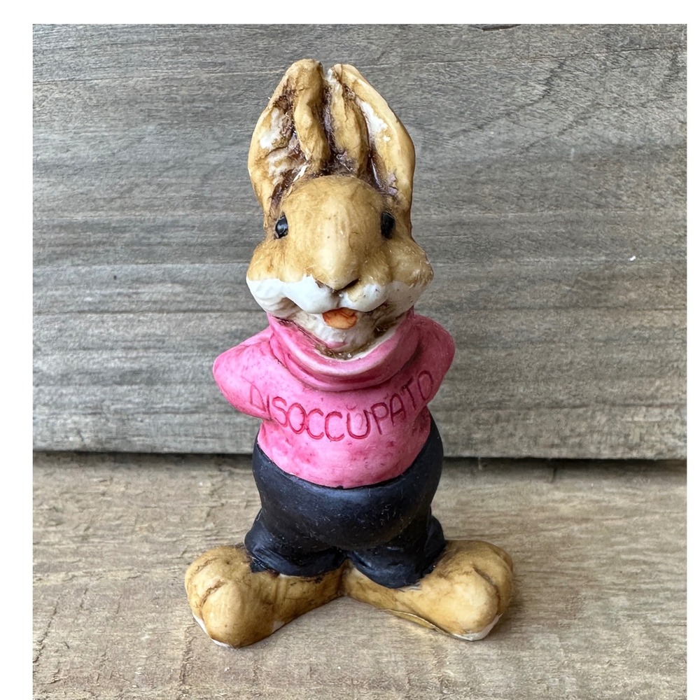 Vintage 1982 Esposito Artefice Ottanta Italy Rabbit Figurine Disoccupato Pink